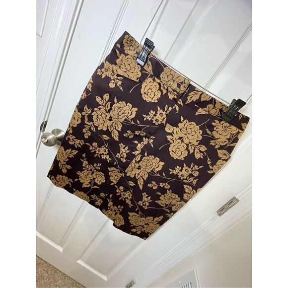 Samantha stretch women’s brown floral pencil skirt size 14 - Picture 1 of 6